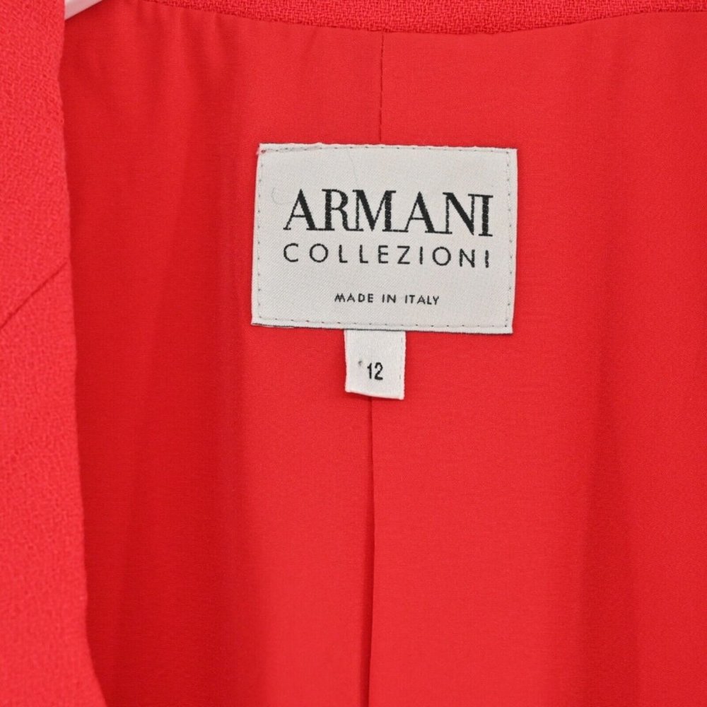 VTG 90s ARMANI COLLEZIONI Womens Size 12 Blazer Red Virgin Wool Career Office - Picture 7 of 9